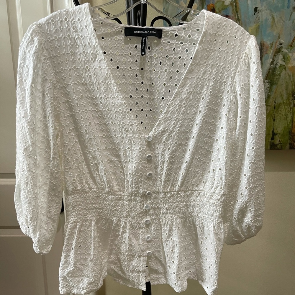 Eyelet Peplum Top